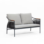 Ensemble de meubles de jardin d'extérieur en fer gris foncé 4 pièces avec coussins amovibles