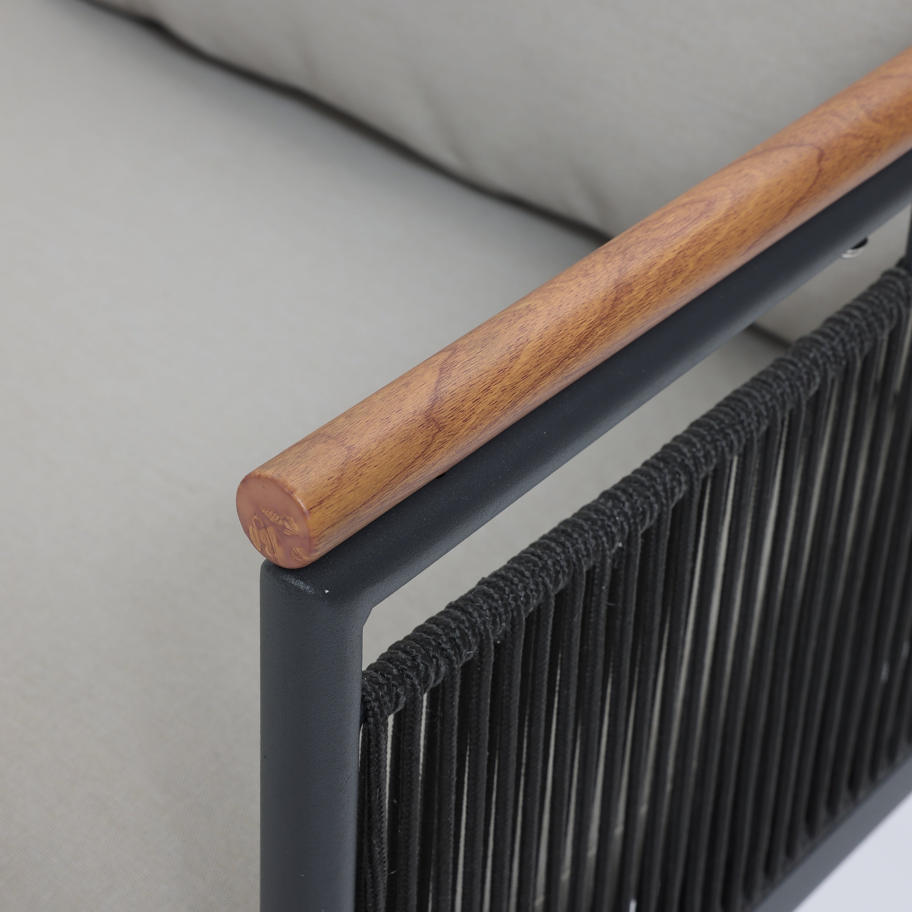 Ensemble de meubles de jardin d'extérieur en fer gris foncé 4 pièces avec coussins amovibles