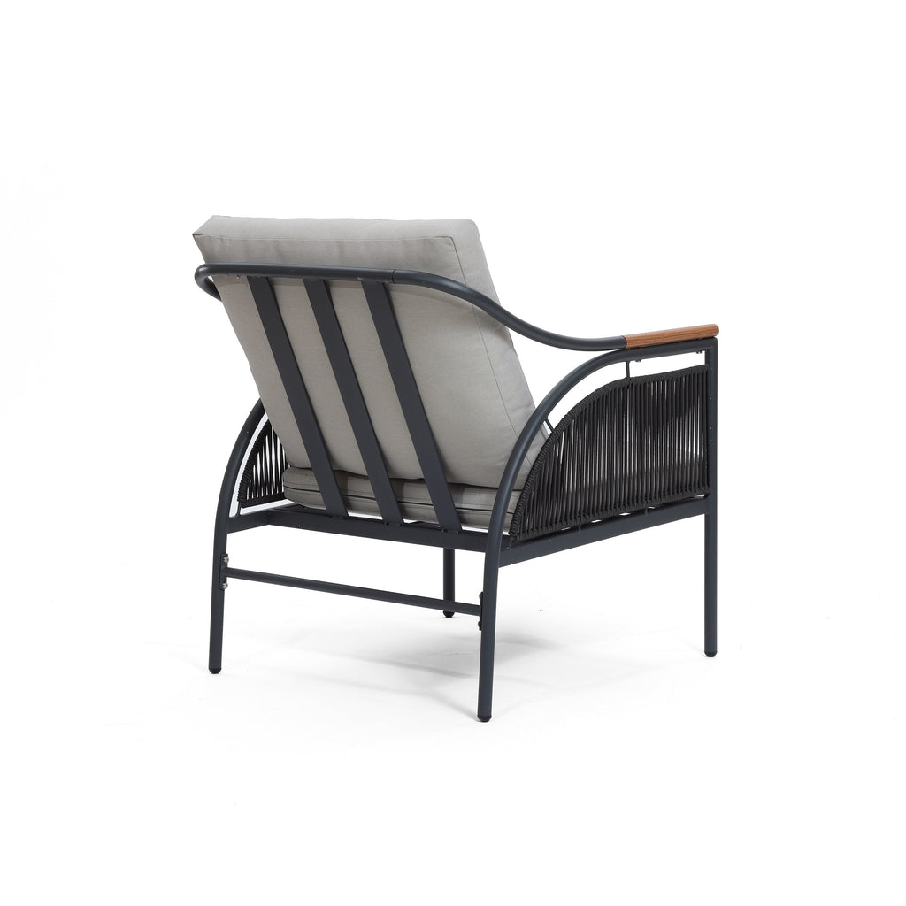 Ensemble de meubles de jardin d'extérieur en fer gris foncé 4 pièces avec coussins amovibles