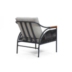 Ensemble de meubles de jardin d'extérieur en fer gris foncé 4 pièces avec coussins amovibles