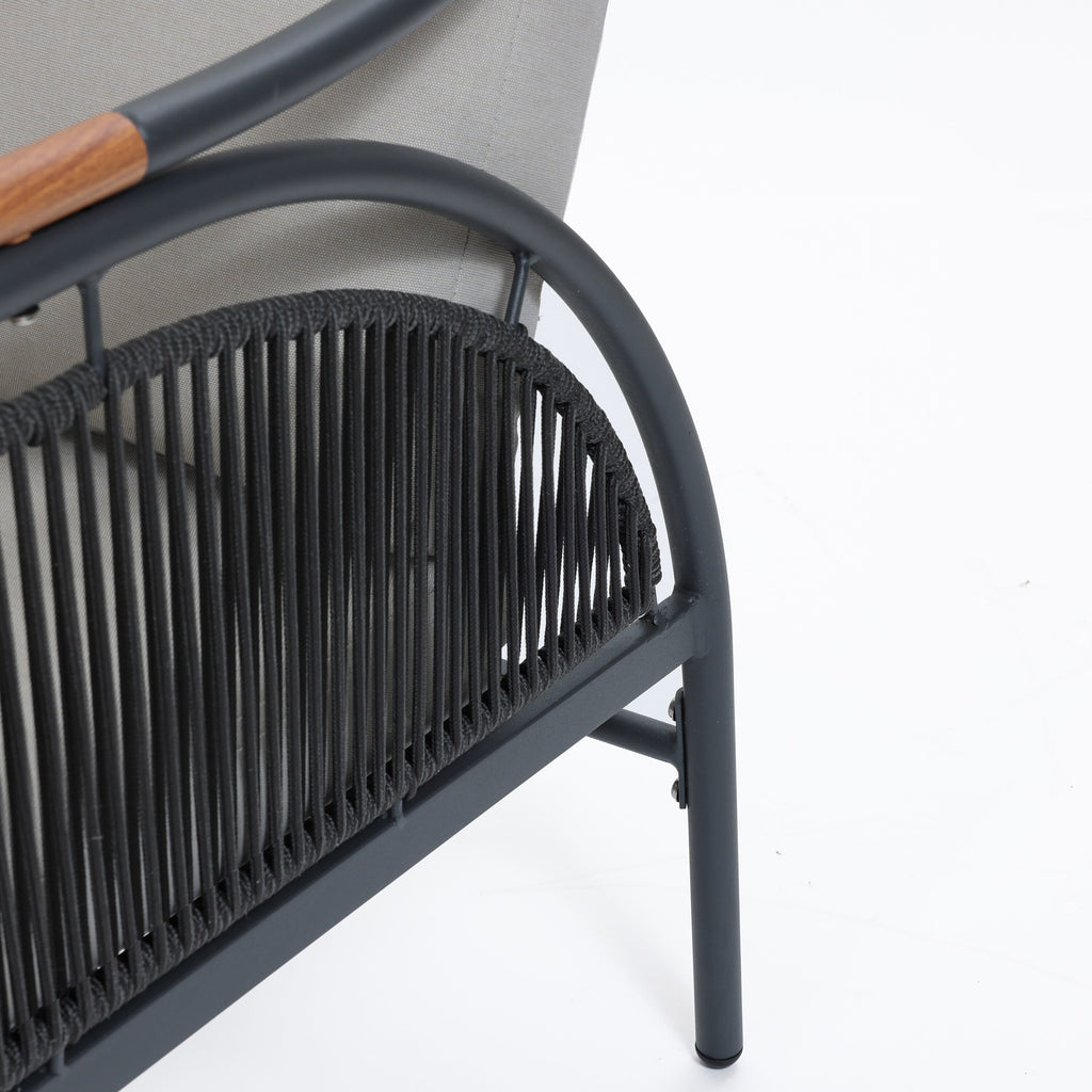 Ensemble de meubles de jardin d'extérieur en fer gris foncé 4 pièces avec coussins amovibles