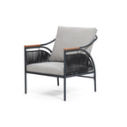 Ensemble de meubles de jardin d'extérieur en fer gris foncé 4 pièces avec coussins amovibles