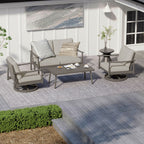 Ensemble de salon de jardin en aluminium pour 4 personnes avec 2 chaises pivotantes, une causeuse et une table basse