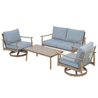 Ensemble de salon de jardin en aluminium pour 4 personnes avec 2 chaises pivotantes, une causeuse et une table basse