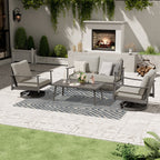 Ensemble de salon de jardin en aluminium pour 4 personnes avec 2 chaises pivotantes, une causeuse et une table basse