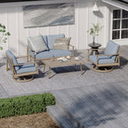 Ensemble de salon de jardin en aluminium pour 4 personnes avec 2 chaises pivotantes, une causeuse et une table basse