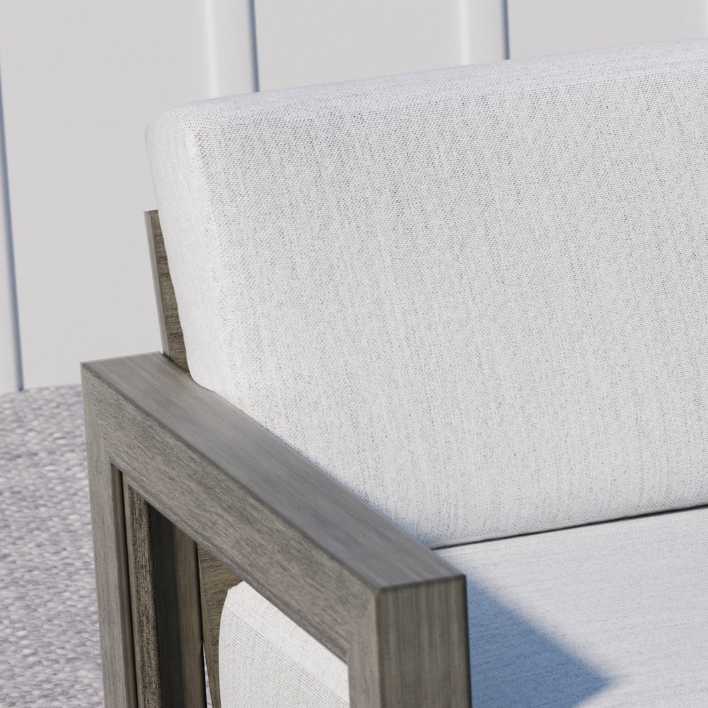 Ensemble de salon de jardin en aluminium pour 4 personnes avec chaises pivotantes, cadre et coussins peints à la main