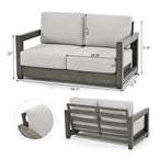 Ensemble de salon de jardin en aluminium pour 4 personnes avec chaises pivotantes, cadre et coussins peints à la main