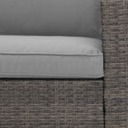 Salon de jardin en rotin pour 4 personnes avec coussins gris et table en verre trempé