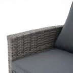 Salon de jardin en rotin pour 4 personnes avec coussins gris et table en verre trempé