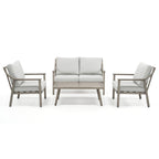 Ensemble de conversation de patio en aluminium 4 pièces avec table d'appoint et coussins