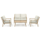 Ensemble de conversation de patio en aluminium 4 pièces avec table d'appoint et coussins