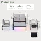 Ensemble de salon de jardin 4 pièces en aluminium pour 4 personnes avec coussins, table basse à LED et causeuse