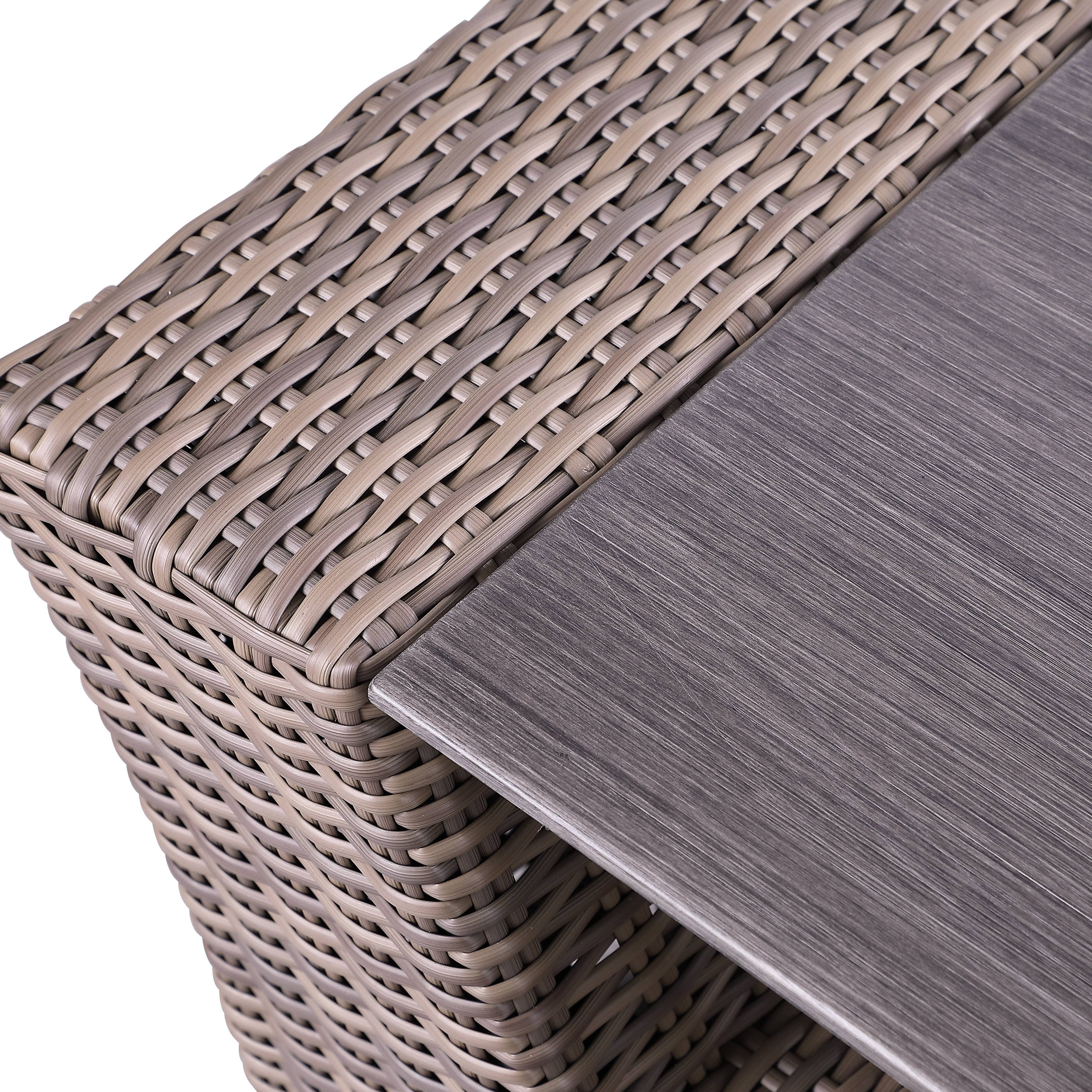 Ensemble de canapés Manhattan rustiques en osier, 4 pièces, avec verre trempé