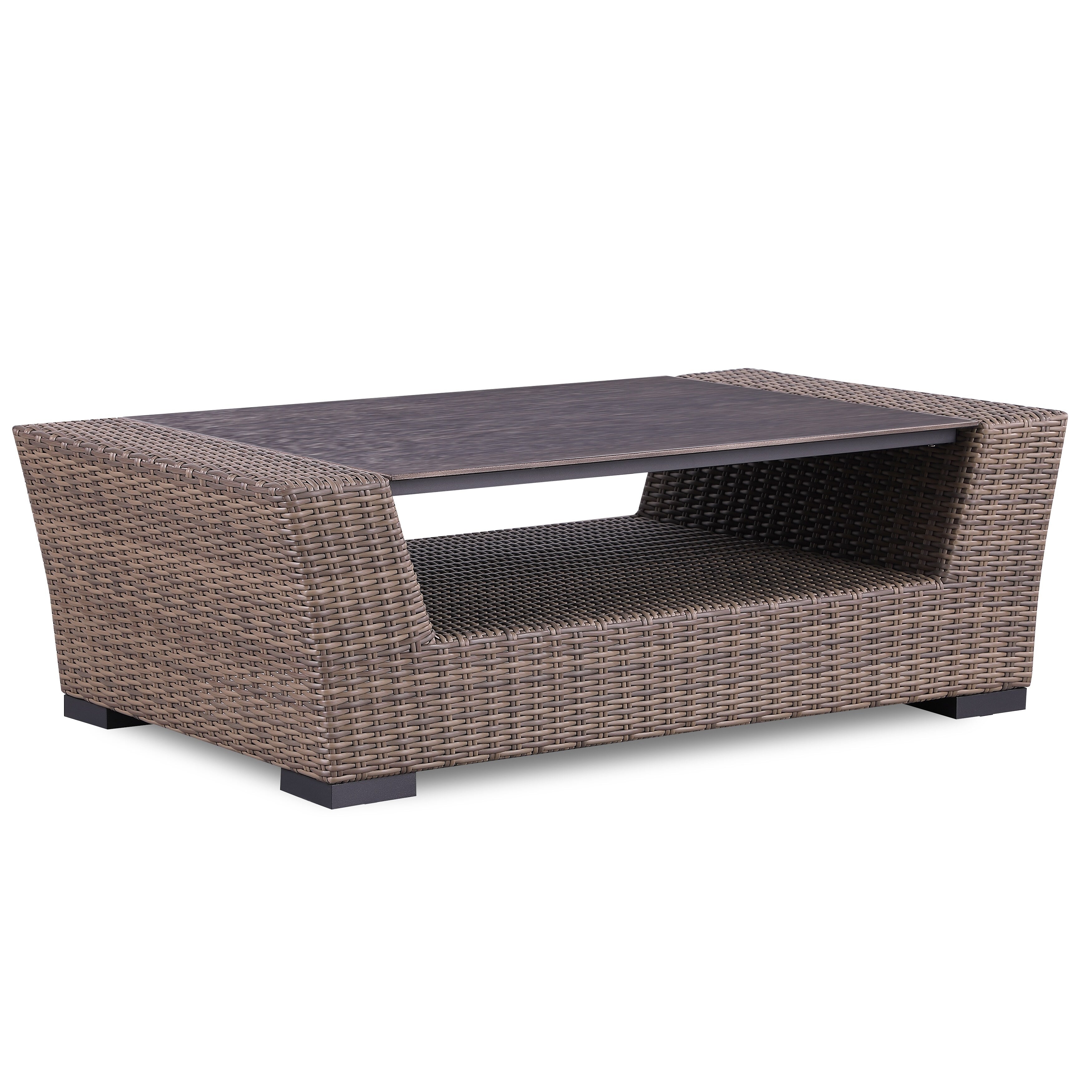 Ensemble de canapés Manhattan rustiques en osier, 4 pièces, avec verre trempé