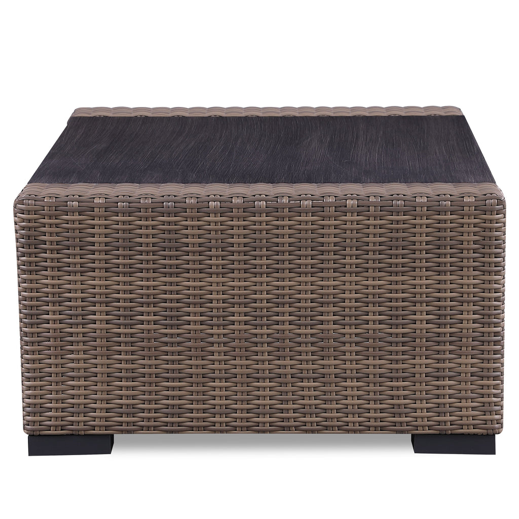 Ensemble de canapés Manhattan rustiques en osier, 4 pièces, avec verre trempé