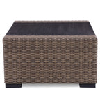 Ensemble de canapés Manhattan rustiques en osier, 4 pièces, avec verre trempé