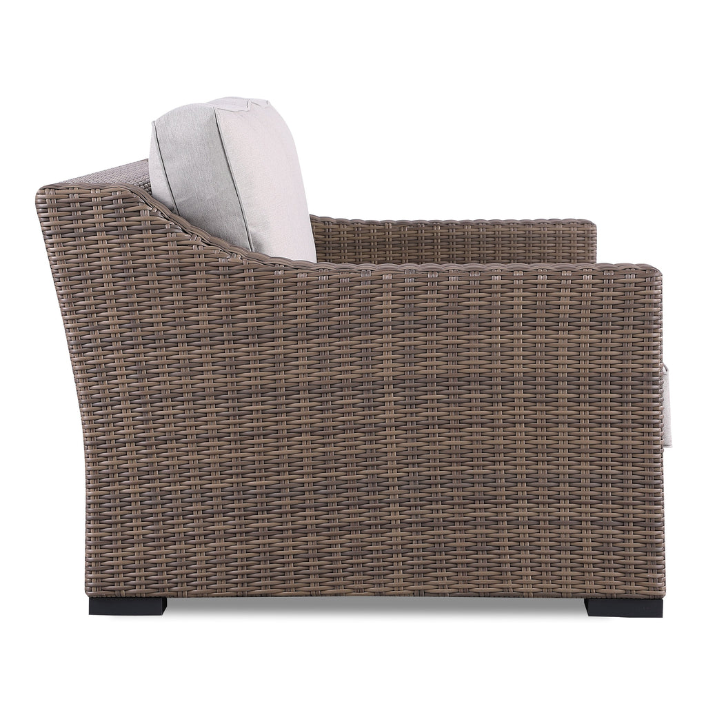 Ensemble de canapés Manhattan rustiques en osier, 4 pièces, avec verre trempé