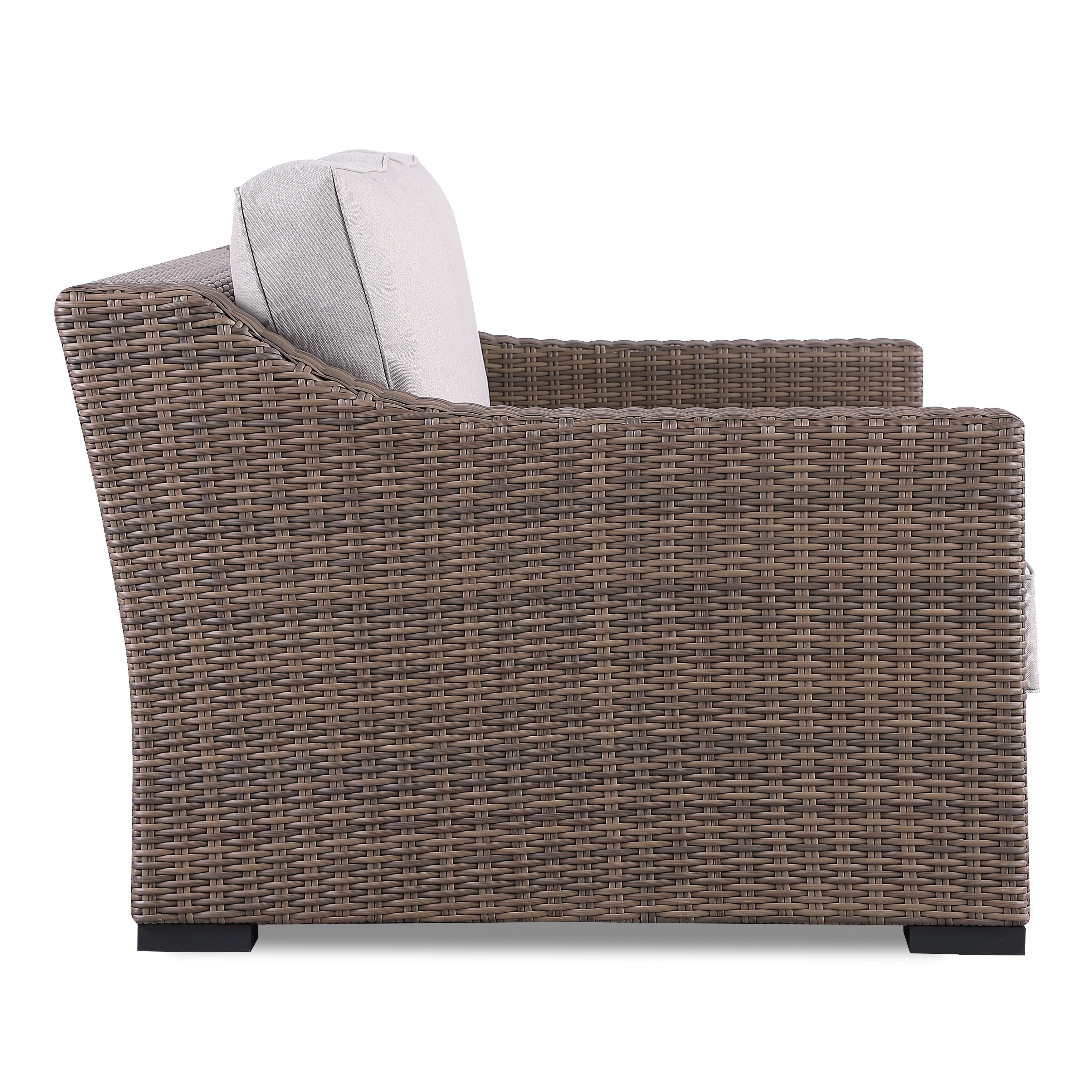 Ensemble de canapés Manhattan rustiques en osier, 4 pièces, avec verre trempé