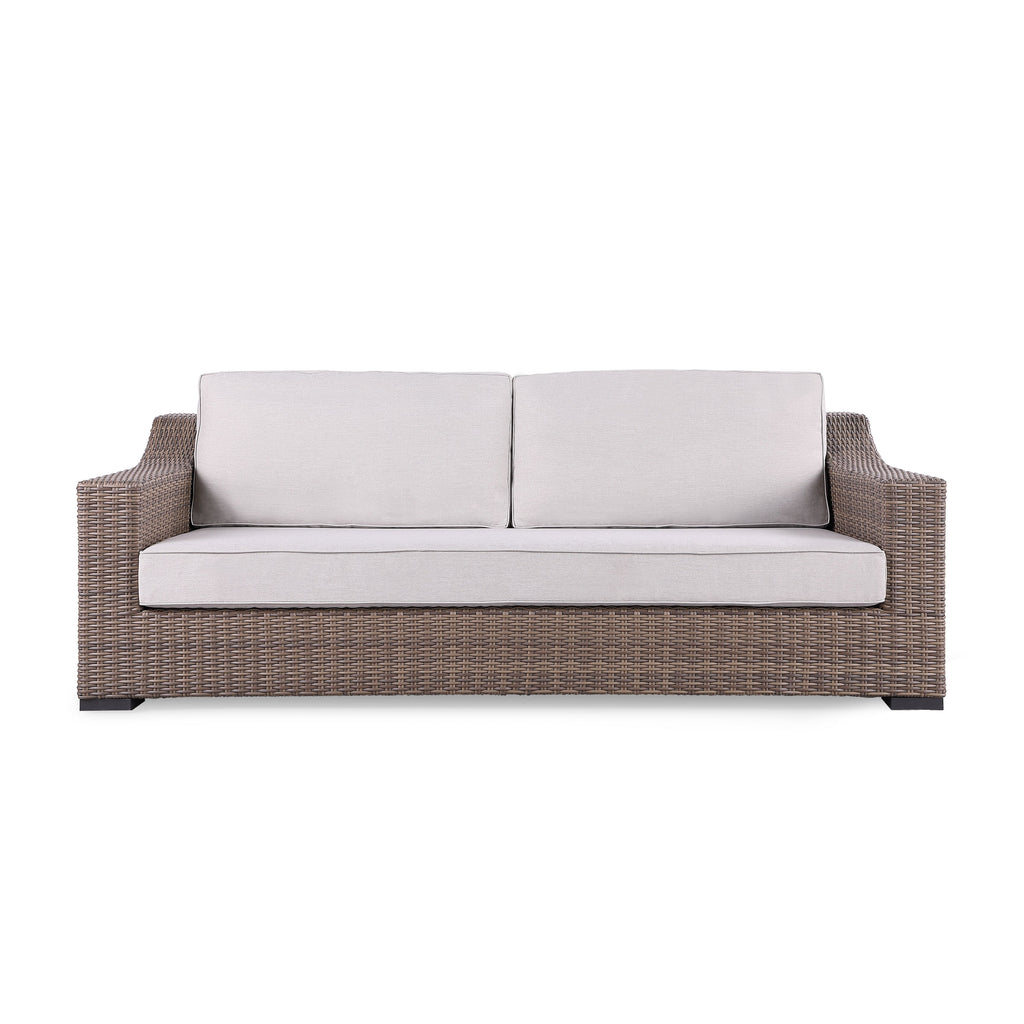 Ensemble de canapés Manhattan rustiques en osier, 4 pièces, avec verre trempé