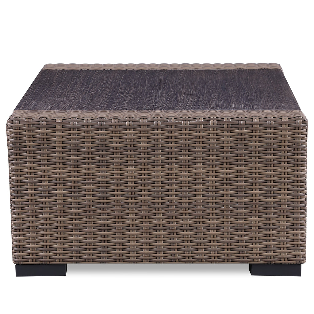 Ensemble de canapés Manhattan rustiques en osier, 4 pièces, avec verre trempé