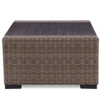 Ensemble de canapés Manhattan rustiques en osier, 4 pièces, avec verre trempé