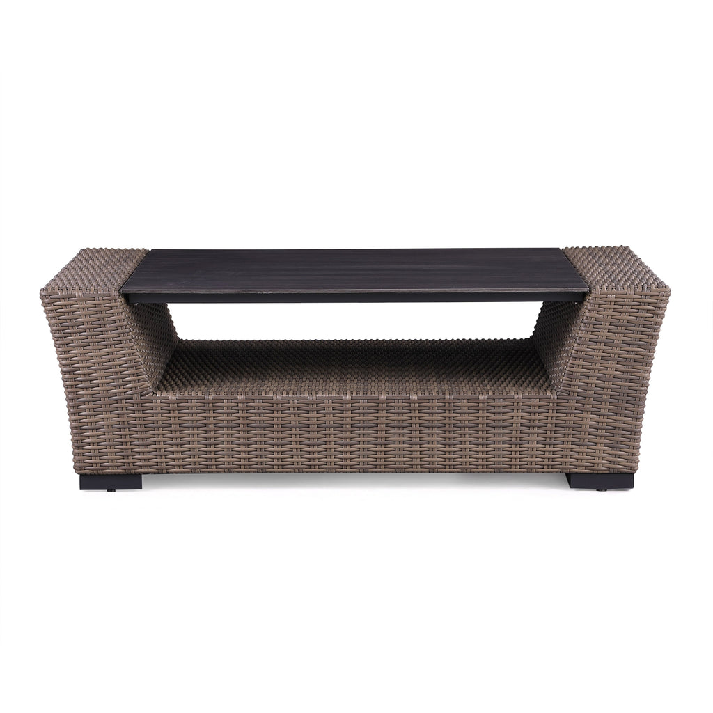 Ensemble de canapés Manhattan rustiques en osier, 4 pièces, avec verre trempé