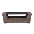 Ensemble de canapés Manhattan rustiques en osier, 4 pièces, avec verre trempé