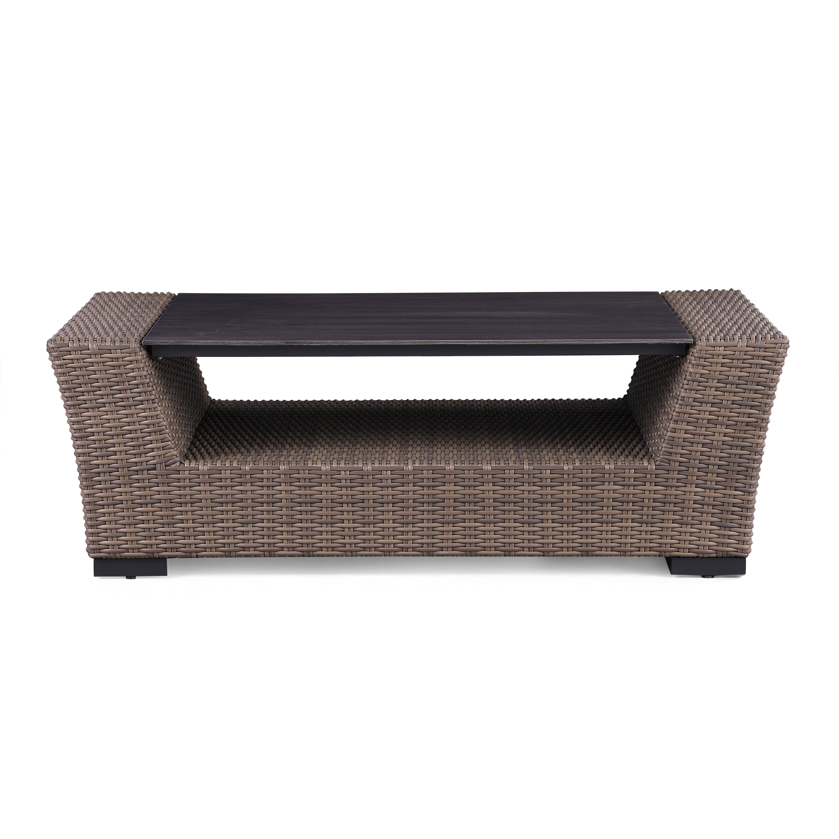 Ensemble de canapés Manhattan rustiques en osier, 4 pièces, avec verre trempé