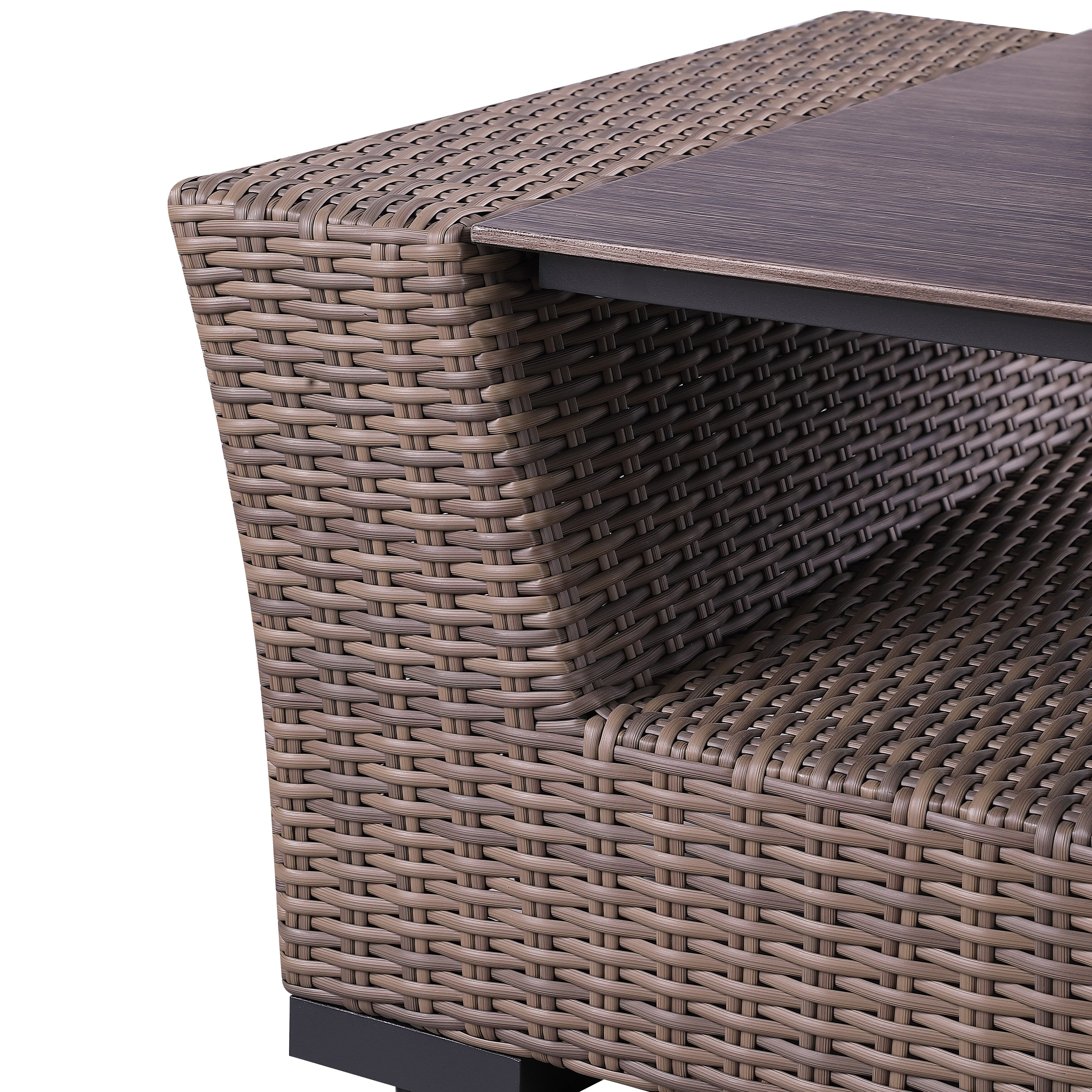 Ensemble de canapés Manhattan rustiques en osier, 4 pièces, avec verre trempé