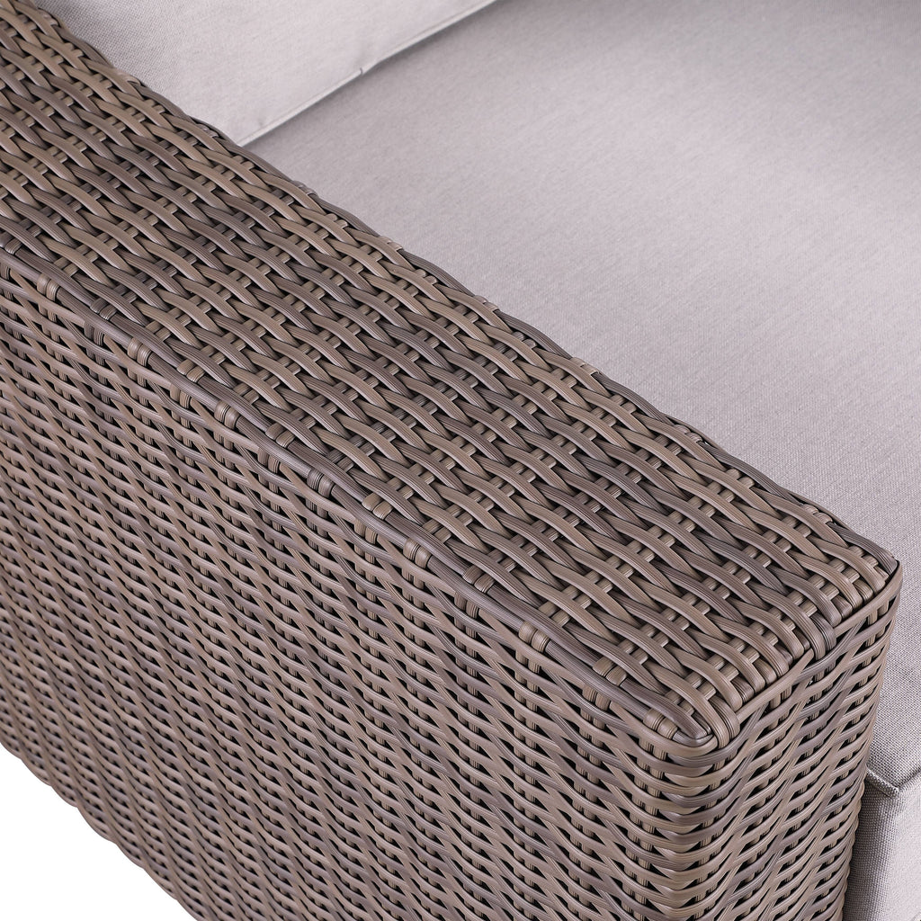 Ensemble de canapés Manhattan rustiques en osier, 4 pièces, avec verre trempé