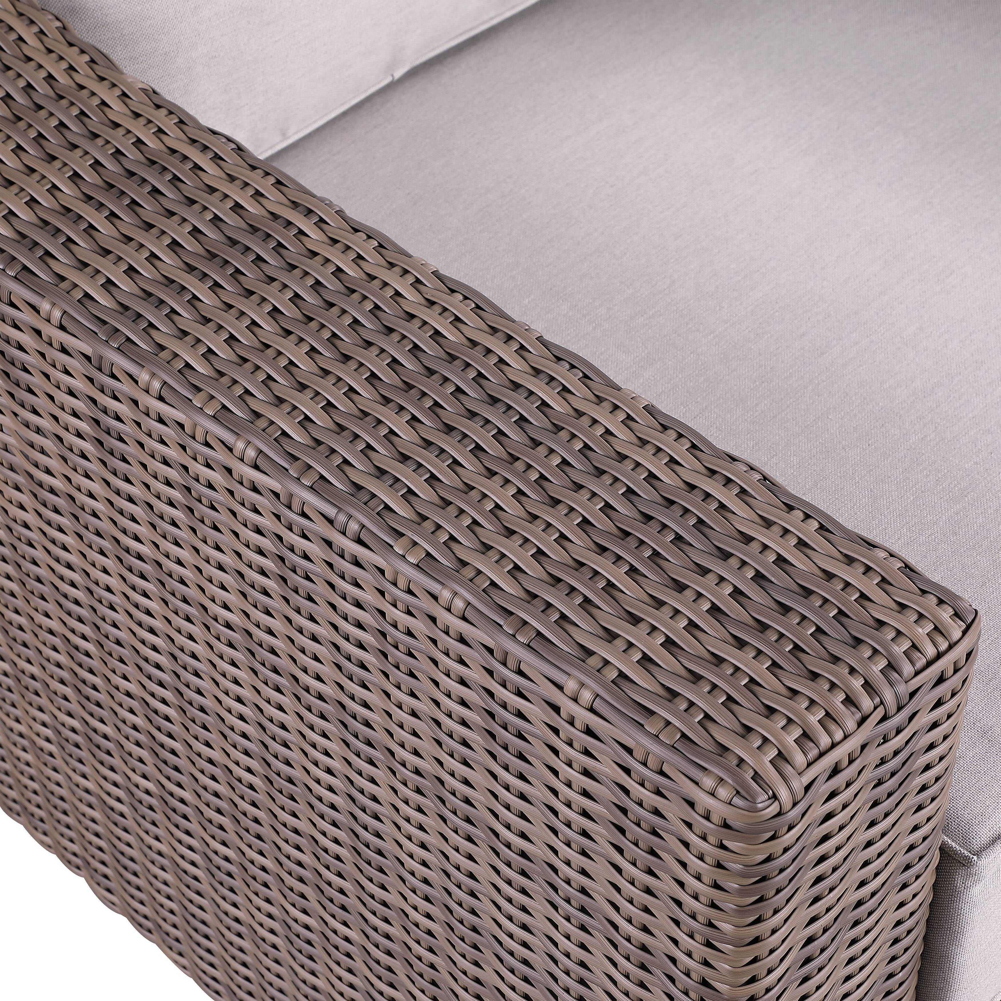 Ensemble de canapés Manhattan rustiques en osier, 4 pièces, avec verre trempé