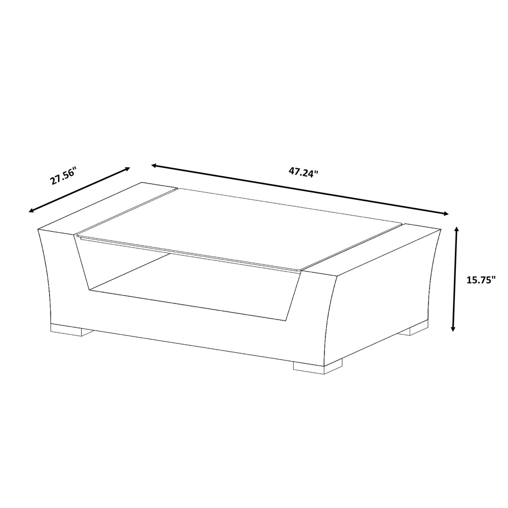 Ensemble de canapés Manhattan rustiques en osier, 4 pièces, avec verre trempé