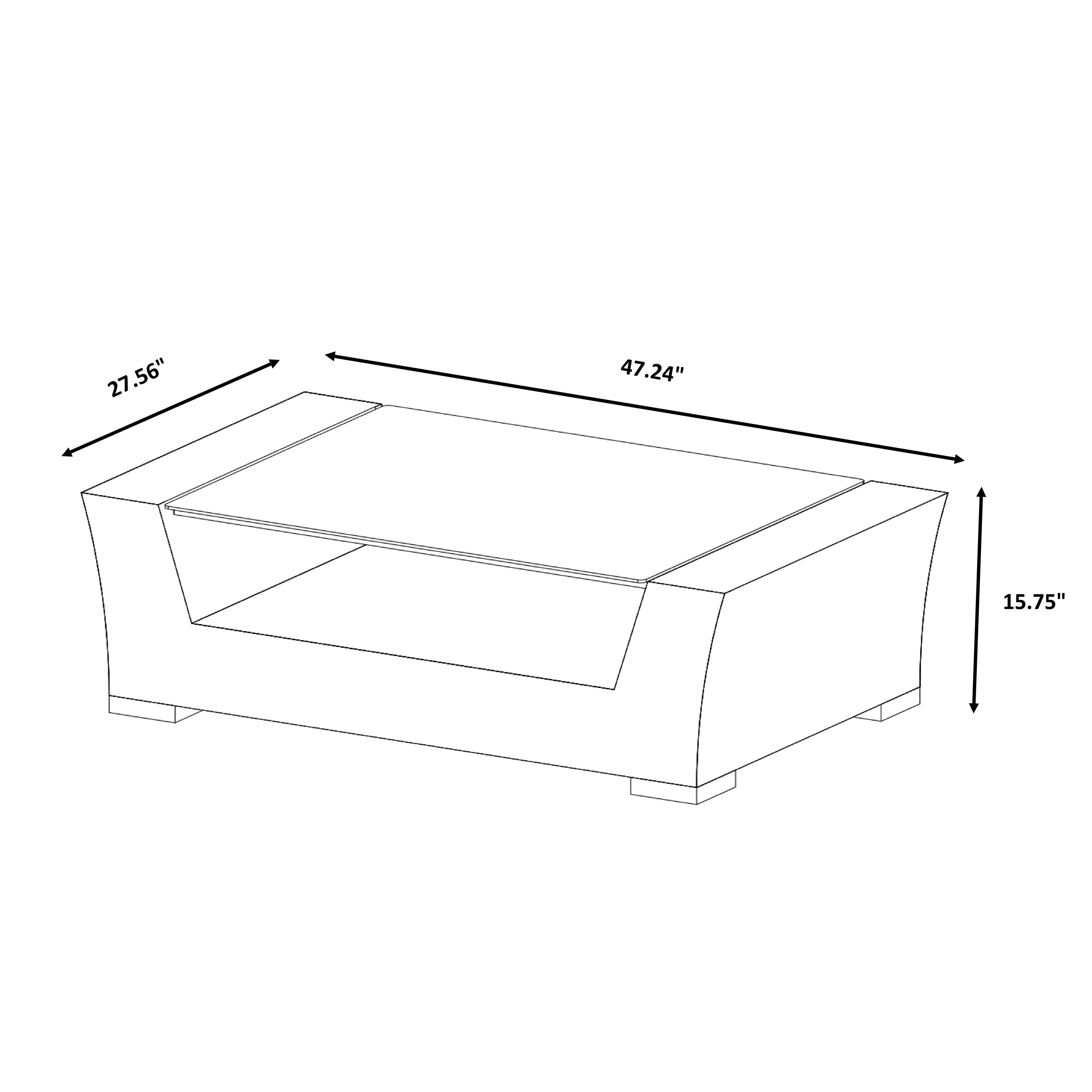 Ensemble de canapés Manhattan rustiques en osier, 4 pièces, avec verre trempé