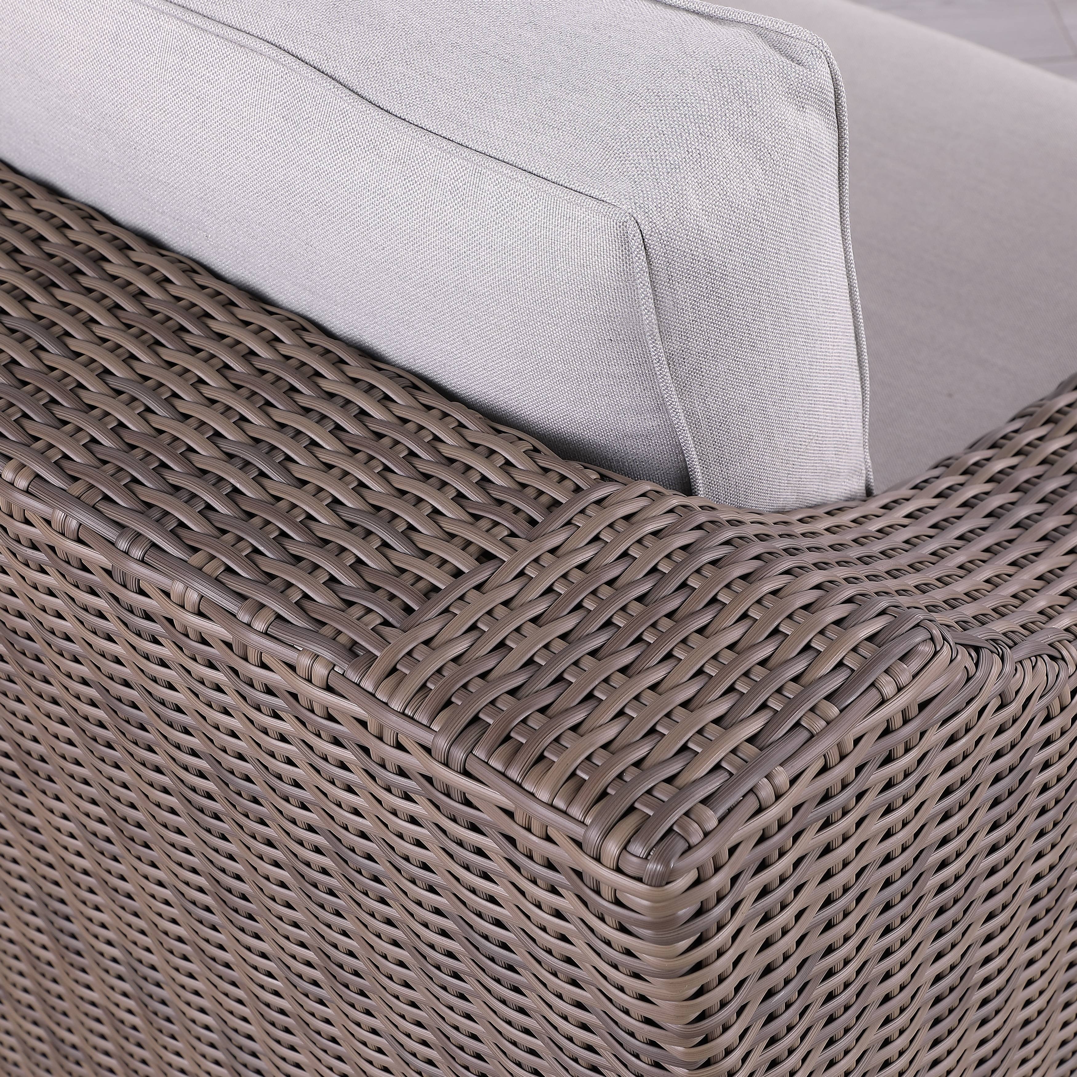 Ensemble de canapés Manhattan rustiques en osier, 4 pièces, avec verre trempé