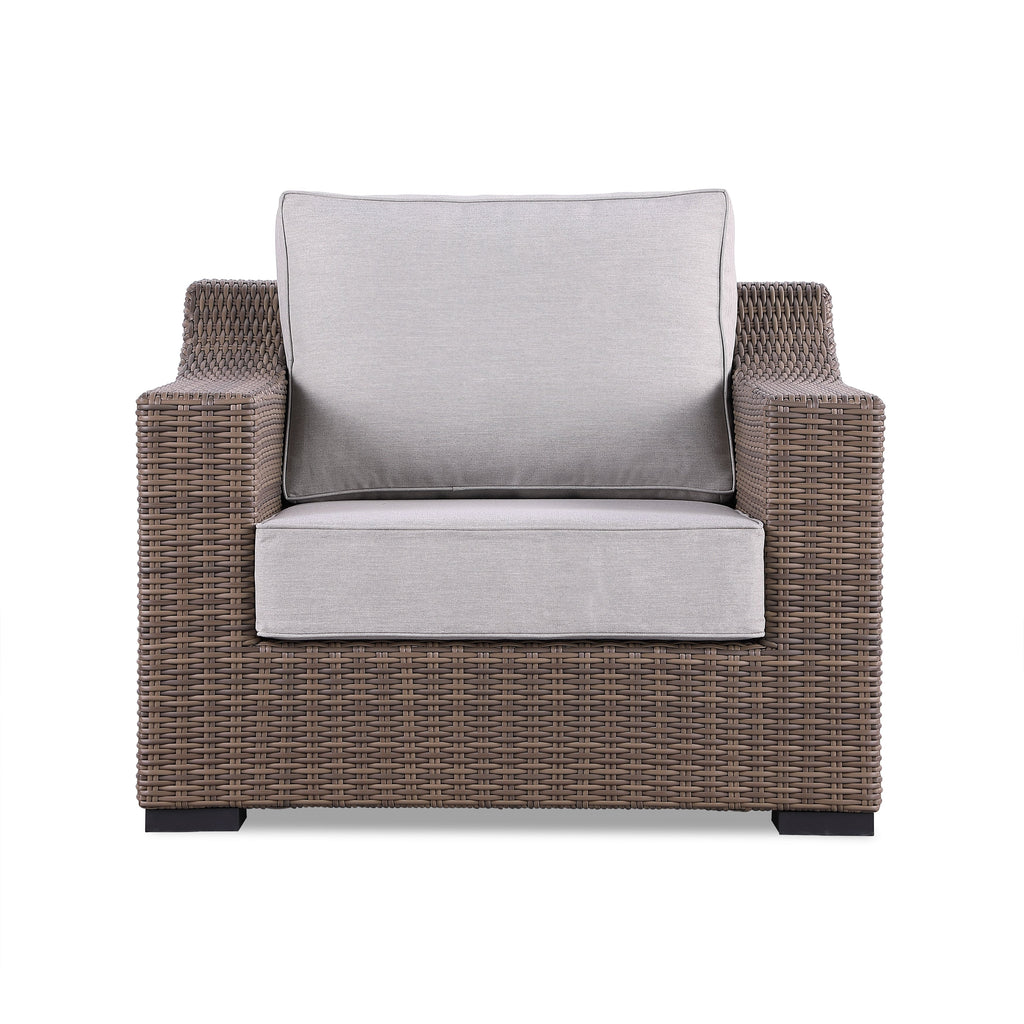 Ensemble de canapés Manhattan rustiques en osier, 4 pièces, avec verre trempé