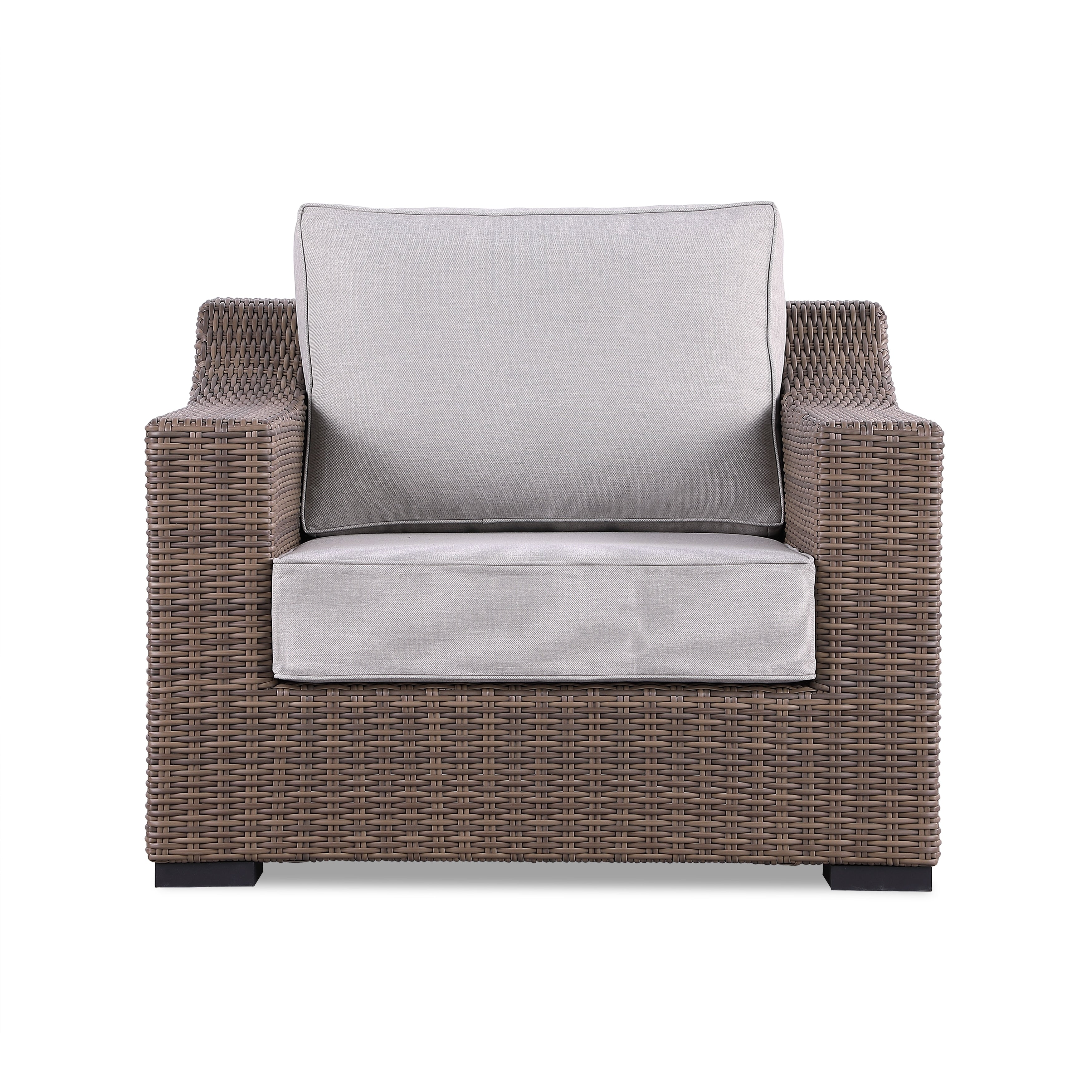 Ensemble de canapés Manhattan rustiques en osier, 4 pièces, avec verre trempé