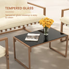 Ensemble de salon de jardin en métal 4 pièces avec coussins