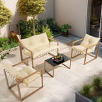 Ensemble de salon de jardin en métal 4 pièces avec coussins