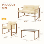 Ensemble de salon de jardin en métal 4 pièces avec coussins