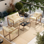 Ensemble de salon de jardin en métal 4 pièces avec coussins