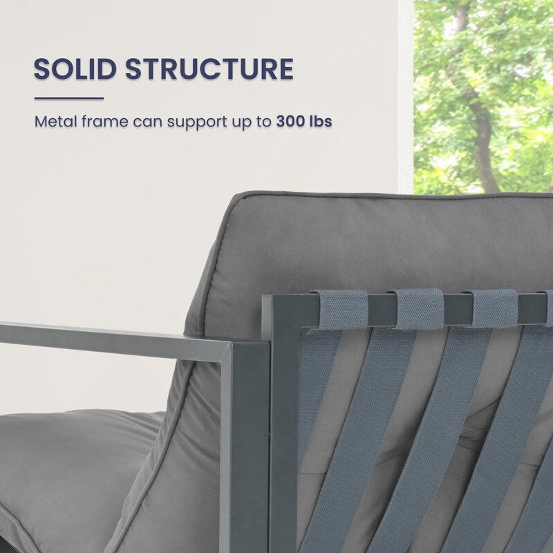 Ensemble de salon de jardin en métal 4 pièces avec coussins