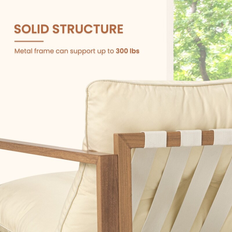 Ensemble de salon de jardin en métal 4 pièces avec coussins