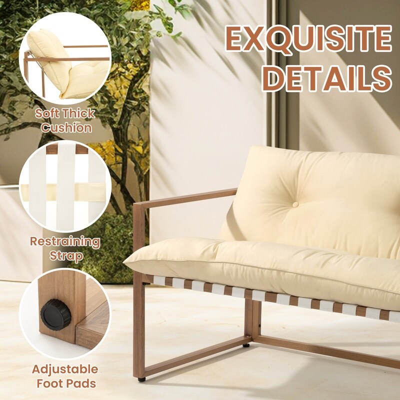 Ensemble de salon de jardin en métal 4 pièces avec coussins