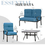 Ensemble de conversation pour patio extérieur en métal 4 pièces