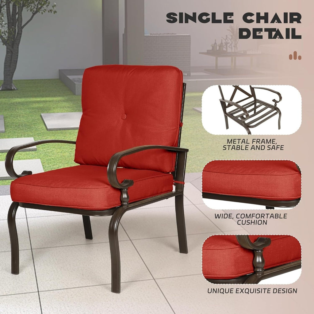 Ensemble de conversation pour patio extérieur en métal 4 pièces