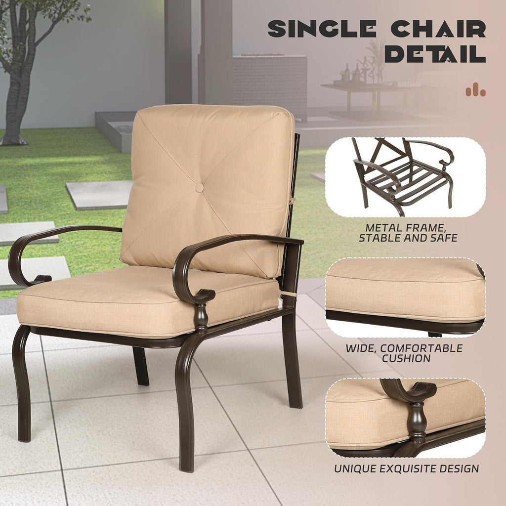 Ensemble de conversation pour patio extérieur en métal 4 pièces