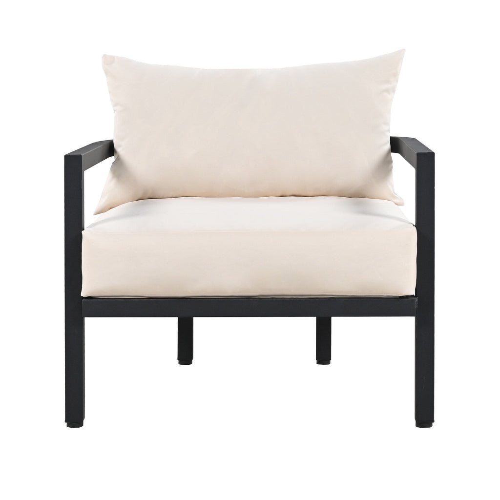 Ensemble de canapés d'extérieur 4 pièces 5 places en acier avec table basse, imperméable, antirouille et anti-UV