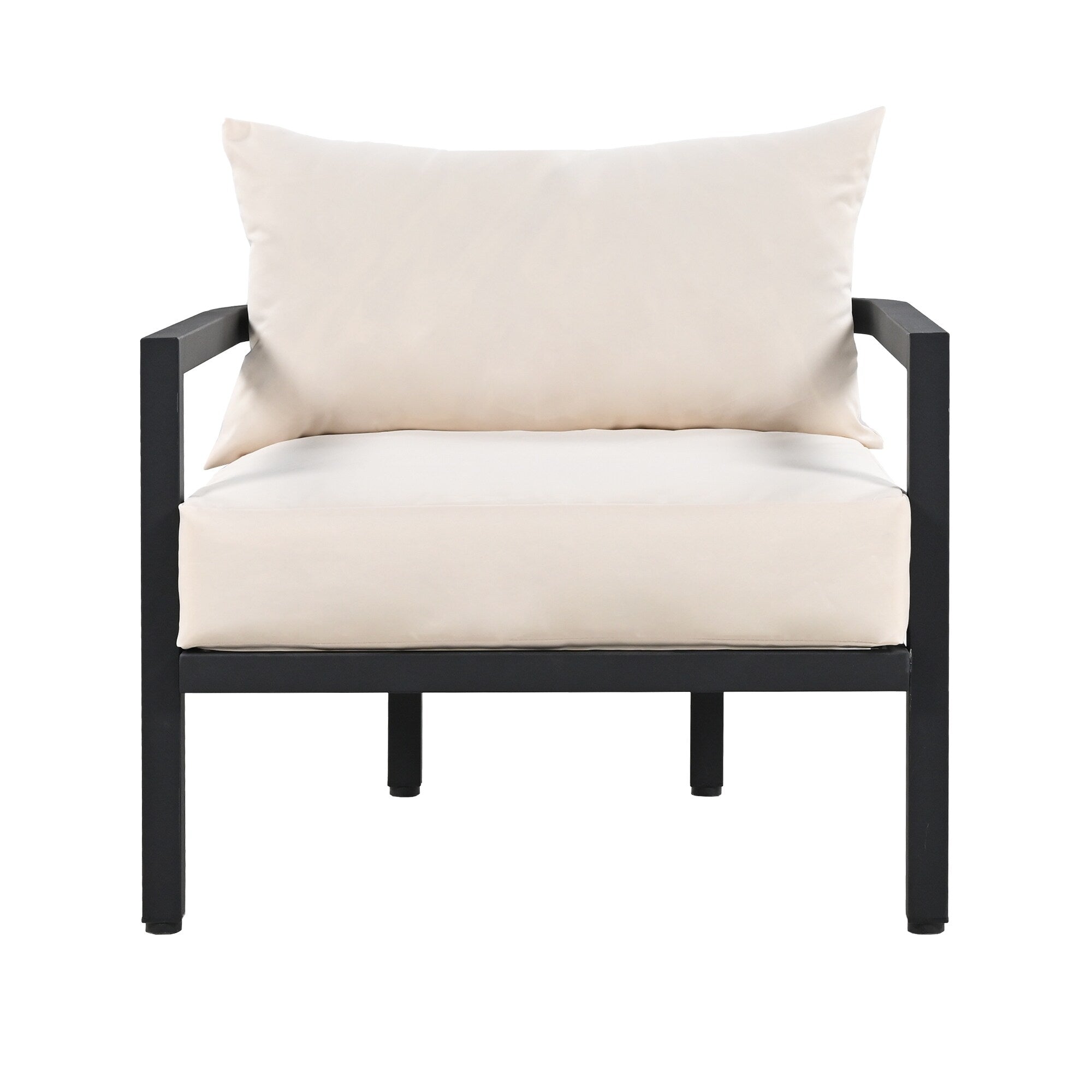 Ensemble de canapés d'extérieur 4 pièces 5 places en acier avec table basse, imperméable, antirouille et anti-UV