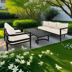Ensemble de canapés d'extérieur 4 pièces 5 places en acier avec table basse, imperméable, antirouille et anti-UV
